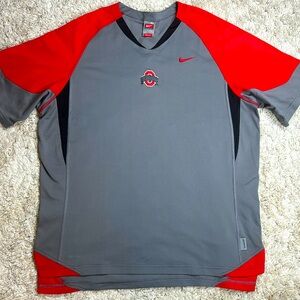 Nike Ohio State Buckeyes Men's Gray/Red Short Sleeve Dri-Fit Shirt, Size XL